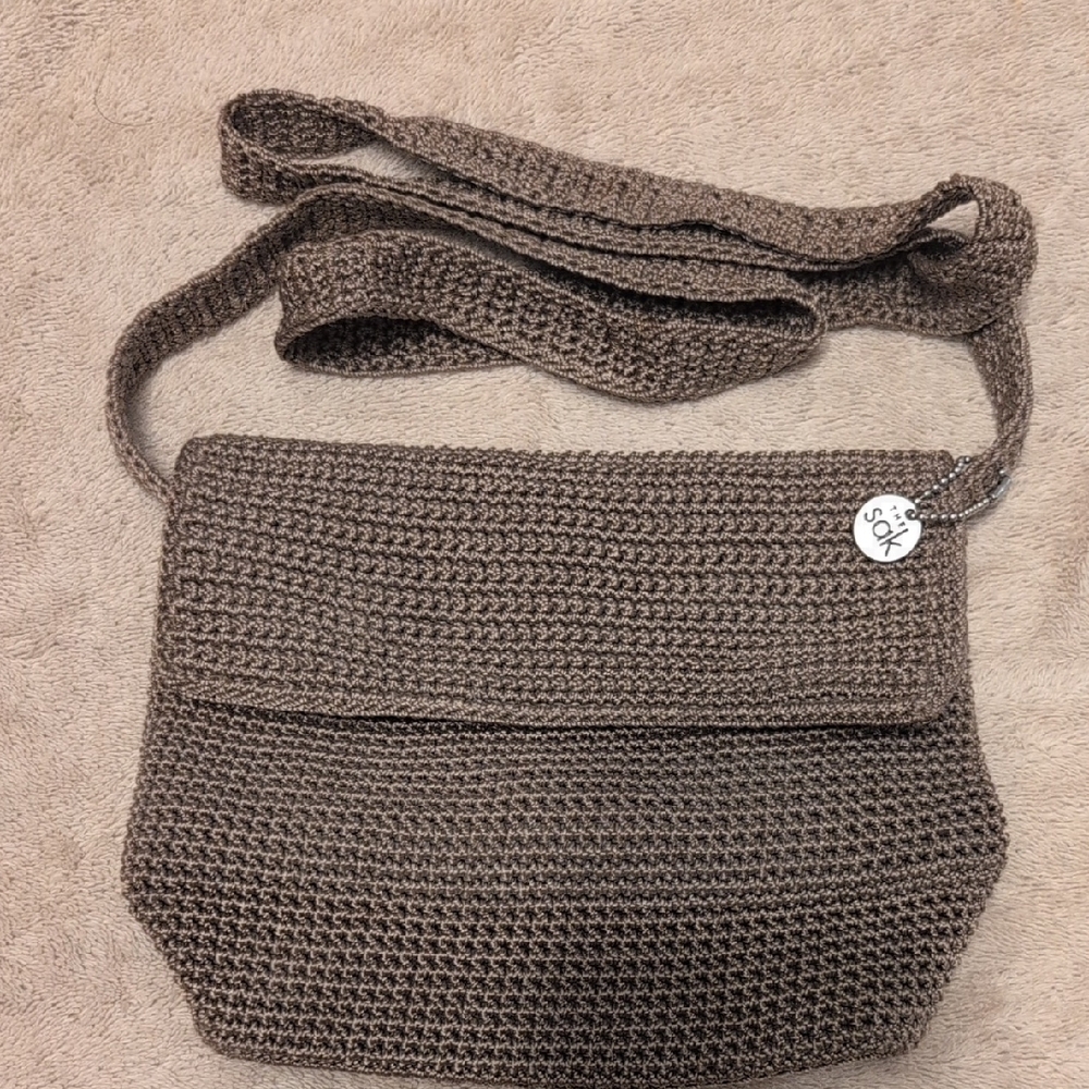 The Sak Brown Crossbody Bag with Textured Knit Design